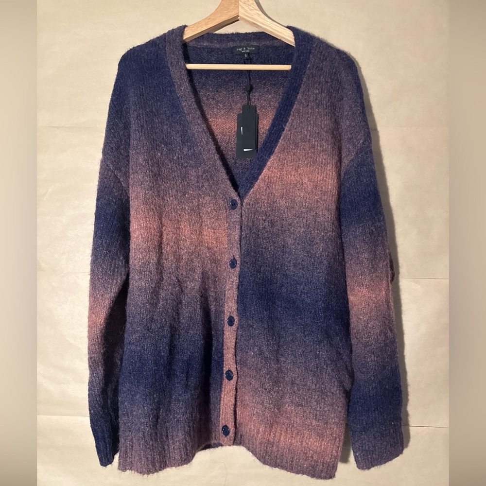 Rag & Bone - “Navy Holly” Blue/Purplbe Gradient Ombré Women's Cardigan